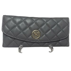 Badgley Mischka grey Long Snap Card Holder W/ Gold Details NEW!
